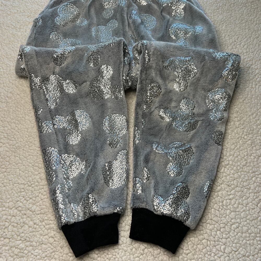Disney Silver Sequin Mickey Jogger Sleep Pants Medium - Picture 9 of 12